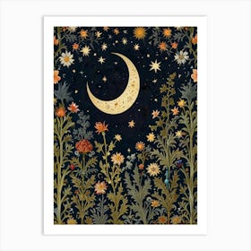 Moon And Flowers Style William Morris 31 Art Print