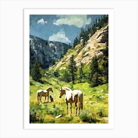 Horses Painting In Rocky Mountains Colorado, Usa 3 Art Print