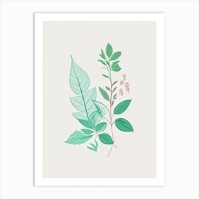 Mint Spices And Herbs Minimal Line Drawing 1 Art Print