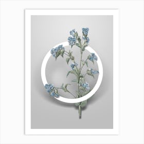 Vintage Commelina Tuberosa Minimalist Botanical Geometric Circle on Soft Gray n.0332 Art Print