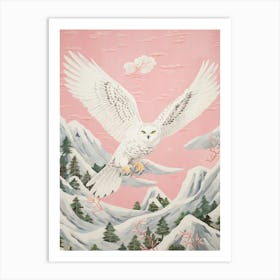 Vintage Japanese Inspired Bird Print Snowy Owl 2 Art Print