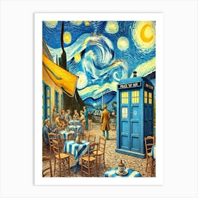 Tardis On The Terrace At Arles - Van Gogh inspired Art Print 2 Art Print