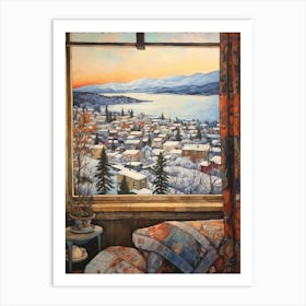 Winter Cityscape Big Bear Lake California Art Print