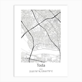 Toda,Japan Minimalist Map Affiche