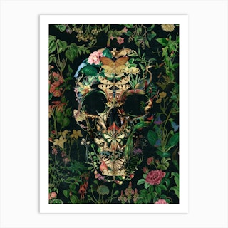 Papillon Skull Art Print