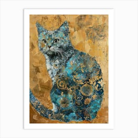 British Shorthair Cat Gold Effect Collage 2 Art Print