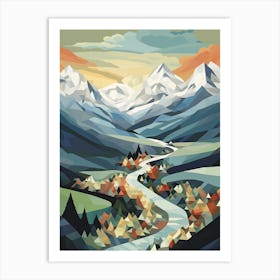 Patagonia, Argentina View   Geometric Vector Illustration 3 Art Print