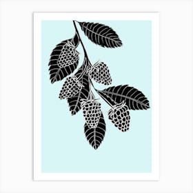 Black Raspberries On A Branch Art Print