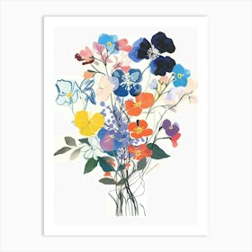 Forget Me Not 2 Collage Flower Bouquet Art Print