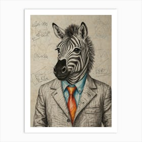 Zebra In A Suit Art Print