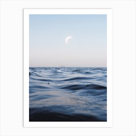 Moon Over The Minimalist Ocean Art Print