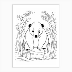 Line Art Jungle Animal Tamandua 3 Art Print