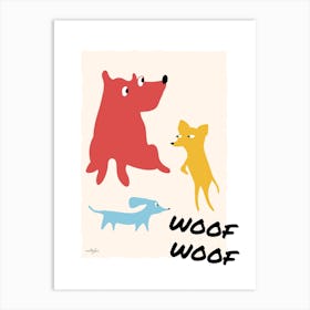 Cute Colourful Dogs Art Print