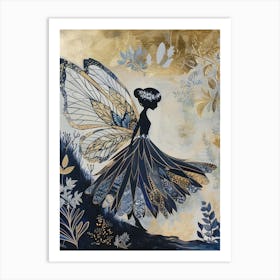 Fairy In Blue Dress Style Abstract Art Print