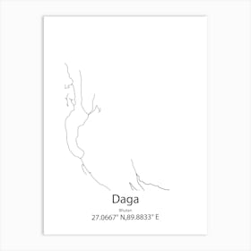 Daga,Bhutan Minimalist Map Art Print