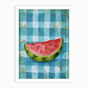 Watermelon Blue Checkerboard 4 Art Print