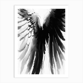 Angel Wings 1, Symbol Black And White Painting Art Print