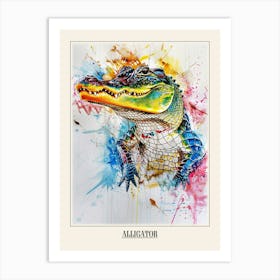 Alligator Colourful Watercolour 1 Poster Art Print