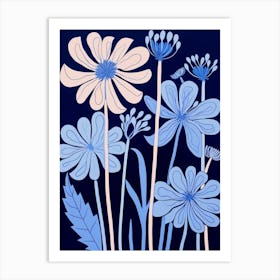 Blue Flower Illustration Agapanthus 3 Art Print