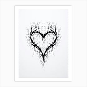 Minimalist Black Tree Branch Heart 4 Art Print