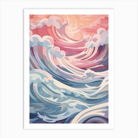 Waves Abstract Geometric Illustration 10 Art Print