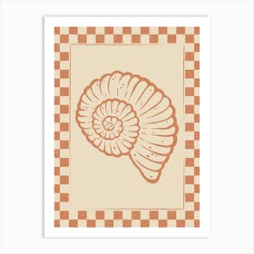 Seashell 07 with Checkered Border Art Print