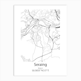 Seraing,Belgium Minimalist Map Art Print