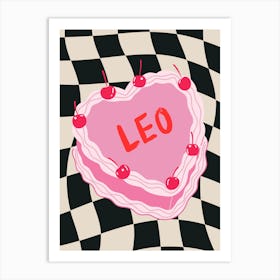Leo Zodiac Heart Cake Art Print