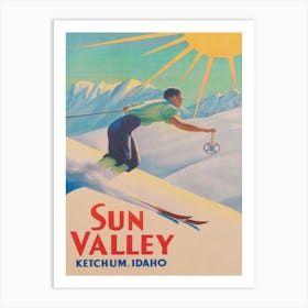 Sun Valley Idaho Vintage Ski Poster Art Print