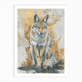 Coyote Precisionist Illustration 3 Art Print