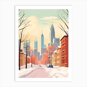 Vintage Winter Travel Illustration Montreal Canada 1 Art Print