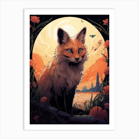 Swift Fox Moon Illustration 3 Art Print
