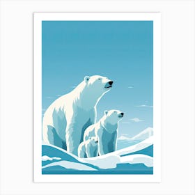 Chilled Love; Oil Painting Of A Polar Bear Family Art Print