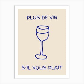 Wine Glass Kitchen Poster Blue Art Print