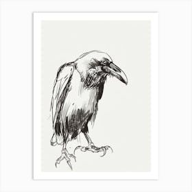 B&W Raven Art Print