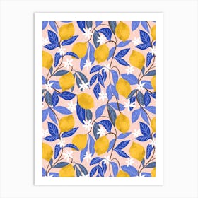Lemon Citrus Pattern Art Print
