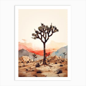  Minimalist Joshua Tree At Dawn In Desert Line Art 3 Art Print