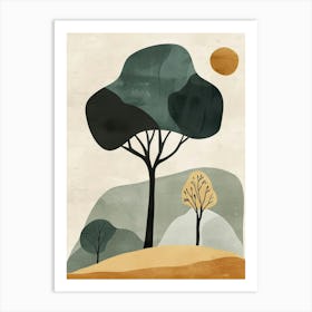 Ebony Tree Minimal Japandi Illustration 4 Art Print