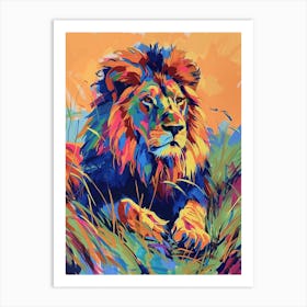 Transvaal Lion Lion In Different Seasons Fauvist Painting 4 Art Print