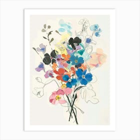 Forget Me Not 3 Collage Flower Bouquet Art Print