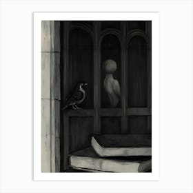 Bird In The Library Art Print