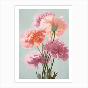 Carnations Flowers Acrylic Painting In Pastel Colours 4 Art Print