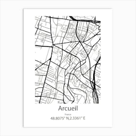 Arcueil,France Minimalist Map Art Print