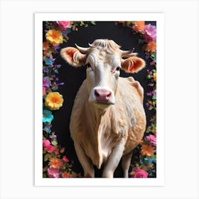 Cute Fluffy Cow 0 (1) Art Print