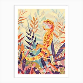 Orange Leopard Gecko Abstract Modern Illustration 1 Art Print