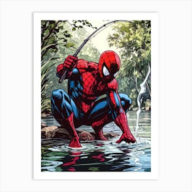 Hero Spider Fishing Art Print