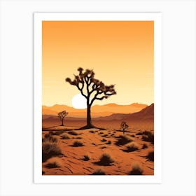 Joshua Tree At Sunrise In The Style Of Gold And Black (3) Art Print