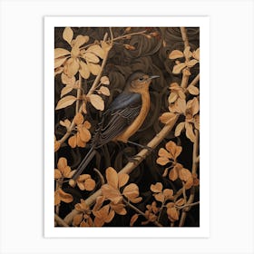 Dark And Moody Botanical European Robin 4 Art Print