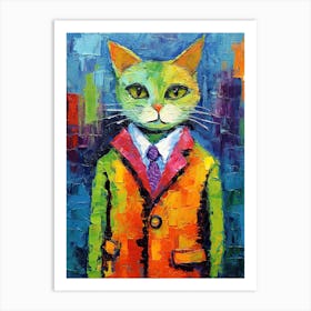 Chic Feline Whiskers; A Cat Oil Brushed Affair Art Print