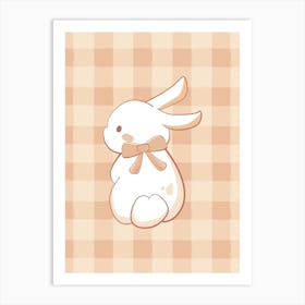 Soft Brown, Gingham Bunny Art Print